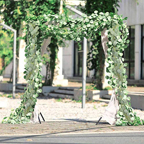 PUPOUSE Eucalyptus Garlands Artificial Greenery Garland Faux Silk Eucalyptus Vines Wedding Backdrop Wall Arch Wall Decor Flower Arrangement Green
