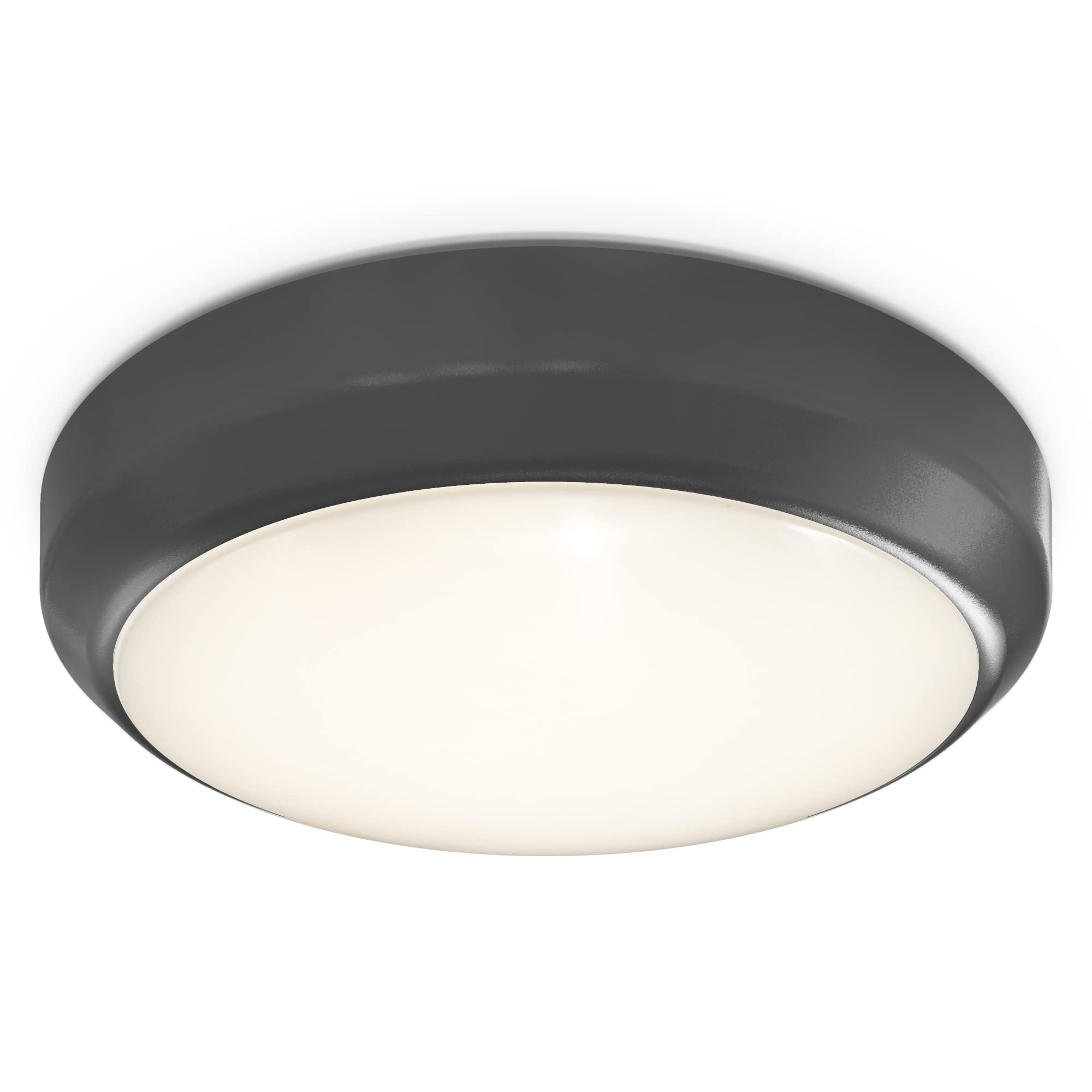 4lite Circular Ceiling Light (Graphite) 1300lm Surface Mounted Ceiling or Wall Bulkhead Lighting Fixture with IP65 Rating - 4L1/3104-4 Yr Guarantee