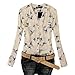 VESNIBA Women ''s Fashion Elegant Bird Print Blouse Long Sleeve Casual Slim Shirts