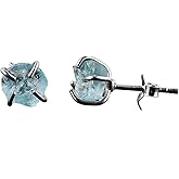 CRYSTALIS Raw Aquamarine Stud Earring Set Jewelry for Women, Natural Rough Gemstone, Chakra Healing Crystal, Wardrobe Jewelry Essiantial, 925 Sterling Silver