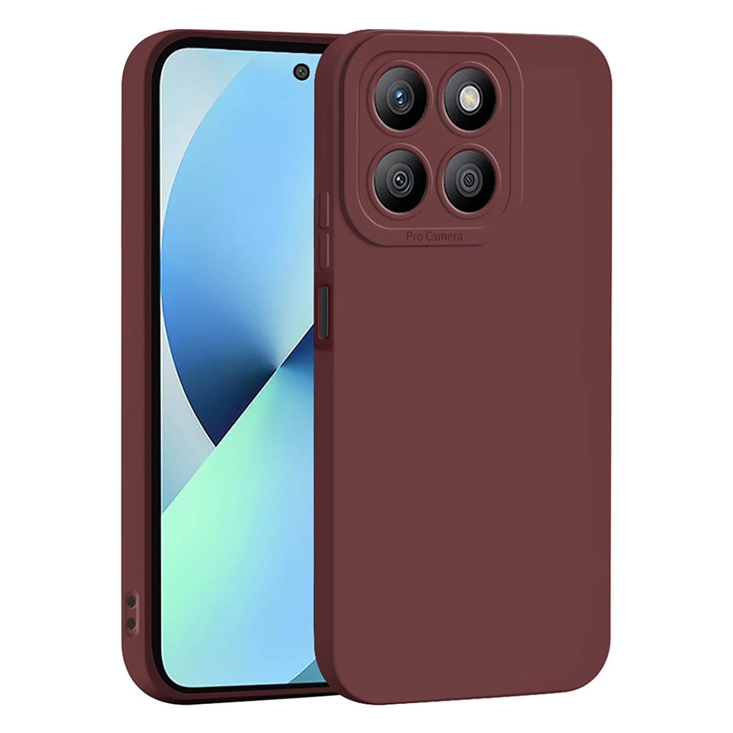 ILING Liquid Silicone Case for HONOR X6b, Simple Solid Color Back Soft Gel Rubber Frosted TPU Bumper Shockproof Protective Ultra-thin Phone Case Cover (Wine Red)