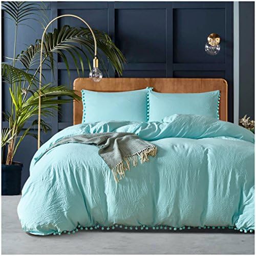 Duvet Cover Set King with Hidden Zipper Closure,Solid Color 3 Pieces Soft Microfiber Bedding Set Includes 1 Comforter Cover and 2 pillow Shams (King, Turquoise)