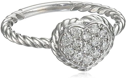 KC Designs "Twist" 14k White Gold and Diamond Heart Shape with Braided Detail Ring, Size 7