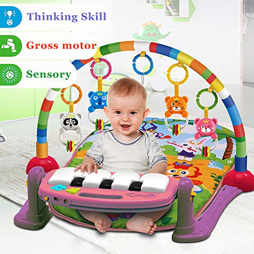 WYSWYG Baby Play Mat Gym Jungle Musical Play Mats for Floor, Kick and Play Piano Gym Activity Center with Music, Lights, and Sounds Educational Toys for Infants and Toddlers 0 to 6 to 12 Months