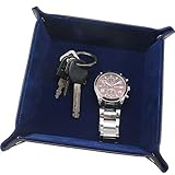 Boshiho Leather Jewelry Catchall Key Phone Coin Box Valet Tray Change Caddy Bedside Storage Box Brown