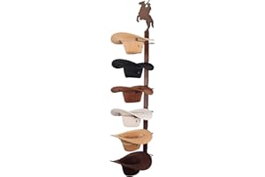 CANWUPON Cowboy Hat Rack Holder for Wall - Wild Western Style Design Hat Organizer with 6 Hat Hooks for Wall Mount, Hat Stand and Hanger for Storage and Organization, D-MZMJ-001