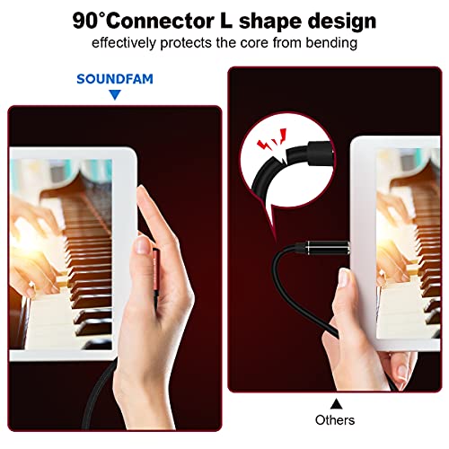 SOUNDFAM 90 Degree AUX Audio Cable [New Wine Red 3.3ft/1m] Right Angle TRRS 3.5mm Headphone Cable Support Mic Function 4-Pole Male to Male Stereo Auxiliary Cord for Phone, Headphones, Car, Speaker