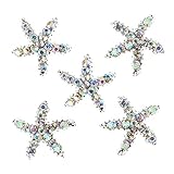 5 Starfish Silver Rhinestones Nail Art Decorations Crystals Jewels Gems By VAGA®