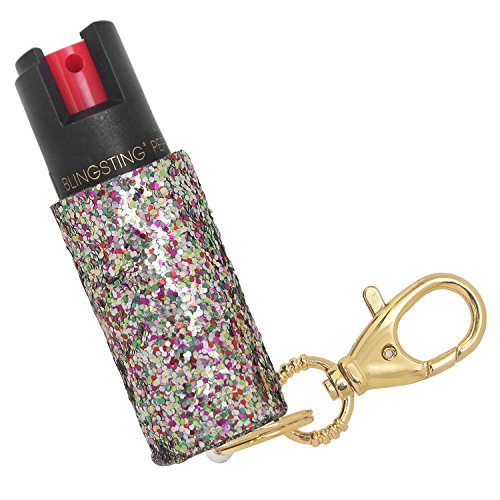Super-Cute Quick Access Self Defense Police Strength Glitter Pepper Spray Keychain with UV Marking Dye, Personal Protection for Women