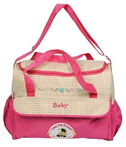 NOVICZ Diaper Bag Multi Compartment Mother Bag for Baby Care and with Diaper Changing Mat - Pink Color