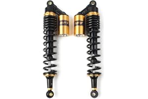 Newsmarts 2pcs Adjustable 15.75" 400mm Motorcycle Air Shock Absorbers for HONDA for Suzuki for Yamaha for Kawasaki ATV Go Kart Quad Dirt Sport Bikes, Gold and Black