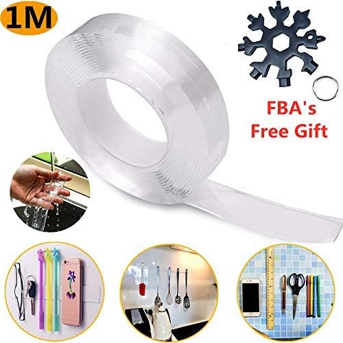 debieborahtoys Washable Nano Tape Adhesive Tape Reusable Double-Sided Silicone Tape Traceless Multi-Functional Clear Anti-Slip Double Sided Strips Stick to Glass, Metal, Kitchen Cabinets or Tile