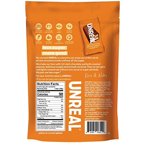 UNREAL Dark Chocolate Caramel Peanut Nougat Bars, 3.4 oz. Pricepulse