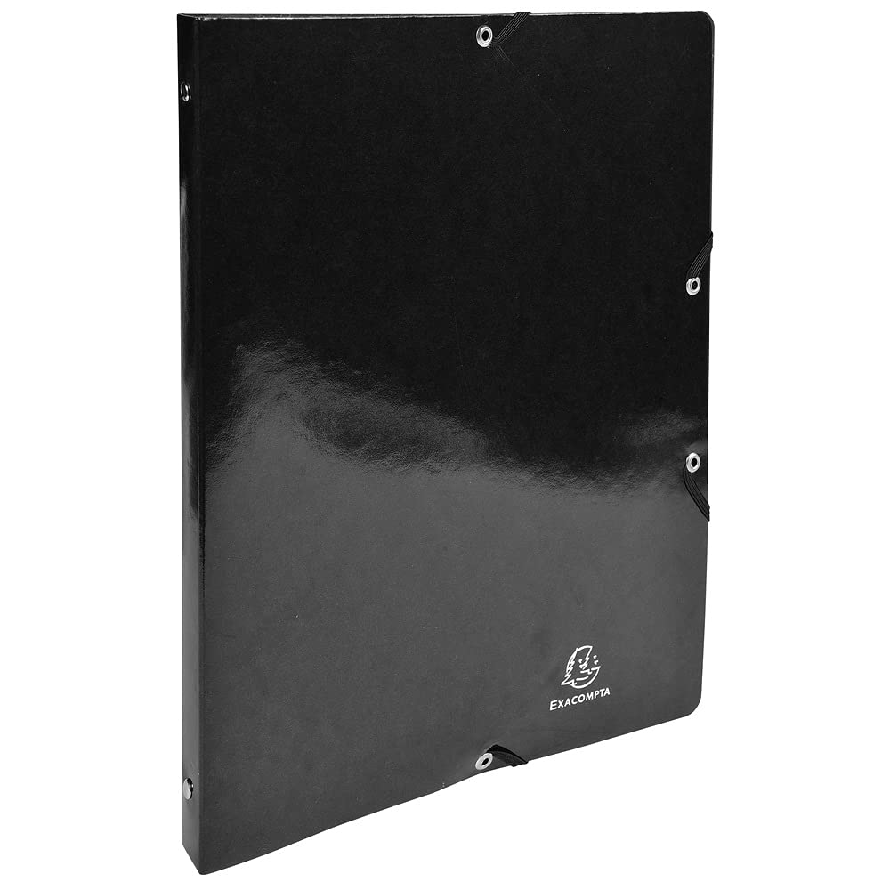 Exacompta - ref. 51829E - 1 Glossy card binder with rubber bands - 4 round rings 15mm diameter - 20mm spine - External dimensions: 32x25 cm - A4 file format - 10 random colors