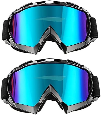 CarBoss Outdoor Goggles/Motorcycle Sunglasses, 2 Pack Anti-dust Fit Over Glasses Helmet Motorbike Motocross, Dirt Bike Cycling, ATV Racing Safety Goggles for Men &amp; Women, Youth - 100% UV Protective