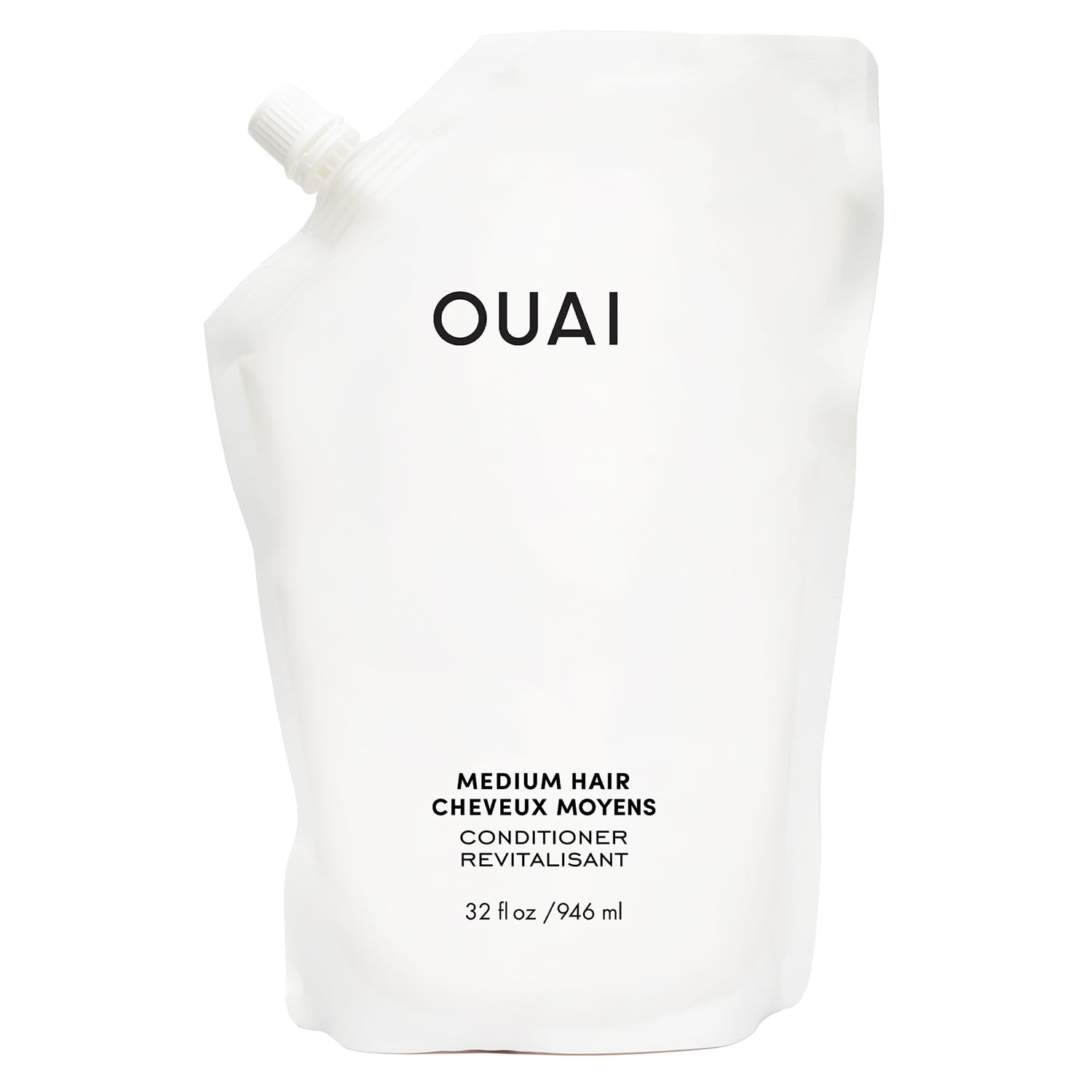 OUAI Medium Conditioner Refill - Hydrating Hair Conditioner with Coconut Oil, Babassu Oil, and Keratin - Strengthens, Repairs and Adds Shine - Paraben and Phthalate Free Hair Care Products 946ml