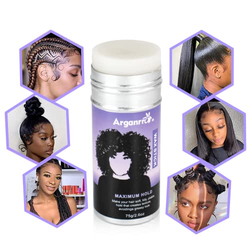 Arganrro Hair Wax Stick, Edge Control Slick Stick Tame Flyaway & Frizz- Moisturize & Add Shine | Non-greasy Wax Edge Stick for Wigs and All Hair 2.7 Oz