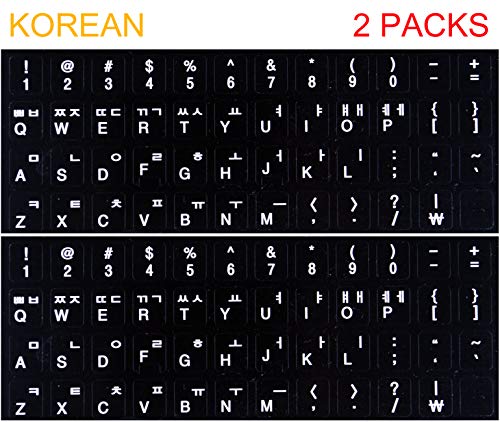 [2 Packs] Replacement English Korean Keyboard Stickers on Non Transparent Black Background for Any PC and Laptop (KOR) - Thumbnail 3