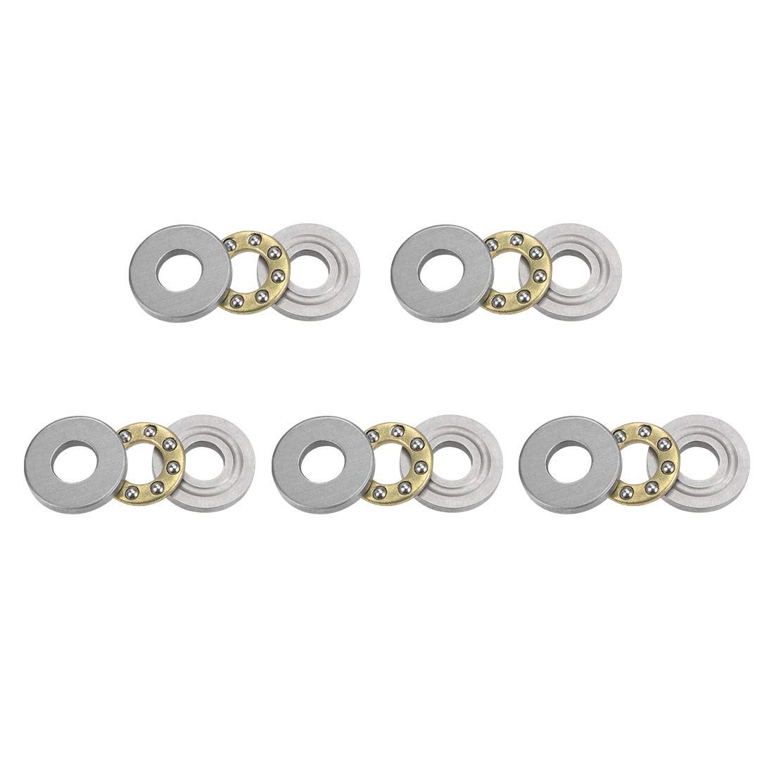 sourcing map F4-10M Thrust Ball Bearings 4mm x 10mm x 4mm Chrome Steel Single Direction 5pcs