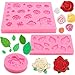BAKHUK 35 Cavity Rose Flower and Leaves Fondant Candy Mold, Silicone Melt Candy Mold for Chocolate, Wedding and Birthday Cake Decoration