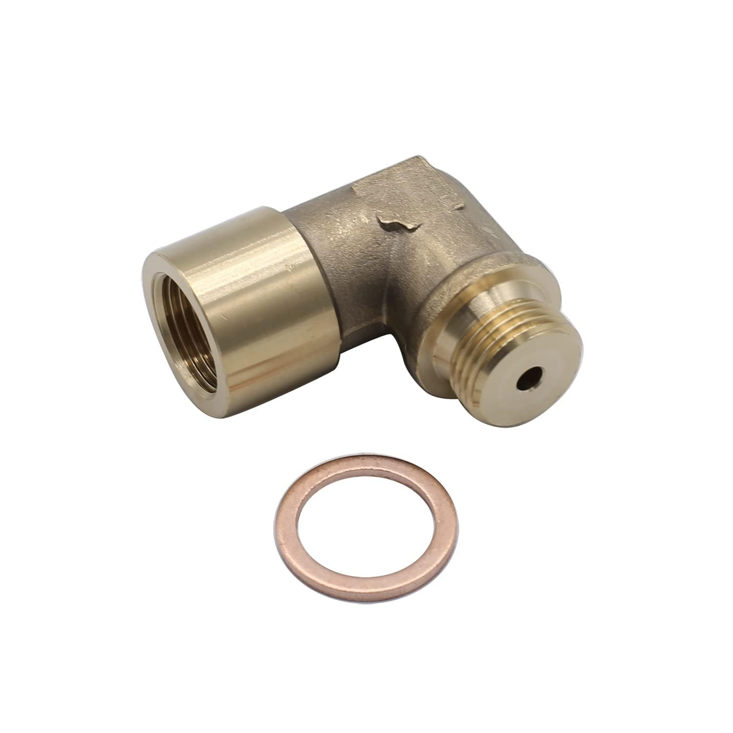 TAKPART Oxygen Sensor Extender Spacer 90° Angled Brass M18x1.5 for decat hydrogen brass