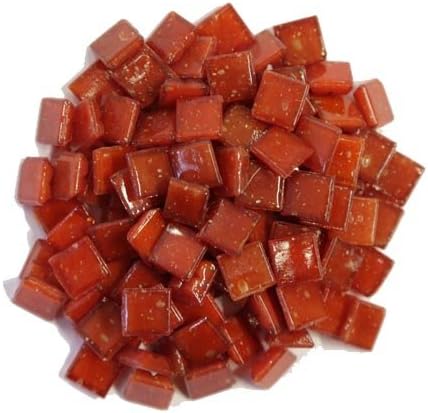 Vitreous glass tiles 1cm x 1cm x 4mm for mosaics art & craft - 200 gram pack (approx 300 loose tiles) (Red)