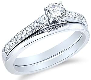 Amazon com Size 4 5 14k White Gold Diamond Ladies 