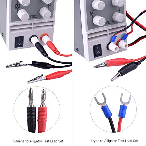 UNIROI DC Available Power Supply, 0-30V/0-10A Adjustable Power Supply with 3-Digit LED Display, Alligator Clip Leads (Banana Plug and Spade Lugs), Input Power Cord UC3010