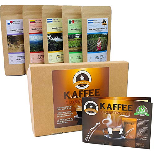 Kaffee Globetrotter - Kaffee Mit Herz Box - Gemahlen - für Kaffee-Filtermaschine, Handfilter- 5 Mal 65 g Fair…