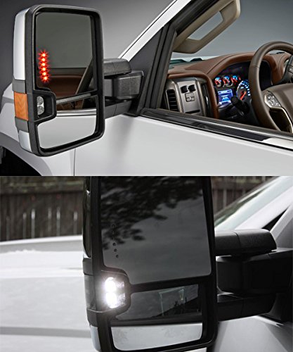 ModifyStreet Power Side Towing Mirrors w/Turn Signal and Heated Defrost and Clearance Light for 03-06 Chevy Silverado Avalanche Tahoe Yukon/XL/Denali Suburban or GMC Sierra - Chrome finished
