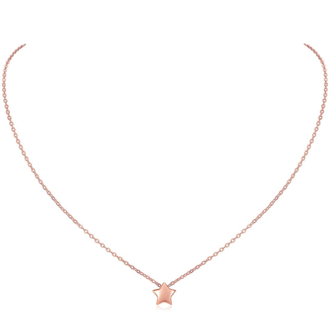 ChicSilverDelicate Heart/Crescent Moon/Star Necklace for Women 40+5cm(Extended) Rolo Chain 925 Sterling Silver/Gold/Rose Gold Plated Engravable Minimalist Jewelry(with Gift Box)