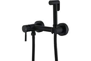 BARROCK Warm Water Bidet Sprayer for Toilet with Brass Hot and Cold Mixing Valve, Handheld Bidet Spray Attachment Set for Muslim Shower, Feminine Hygiene, Pets and Baby Diaper Wash Matte Black