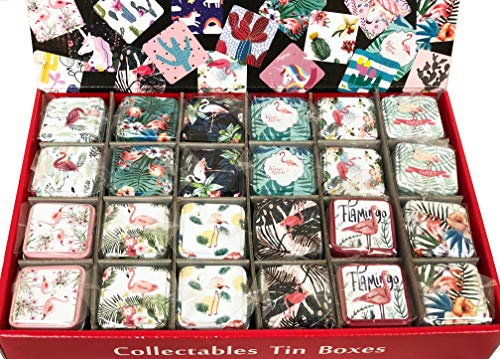 Flamingo Tropical themed Metal Tin Storage trinket Box party favor Box of 24 pcs - Thumbnail 2