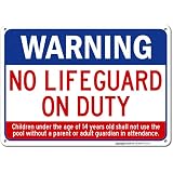 Swimming Pool, Warning No Lifeguard On Duty Sign, Pool Sign, 10x14 Inches, Rust Free .040 Aluminum, Fade Resistant, Made in USA