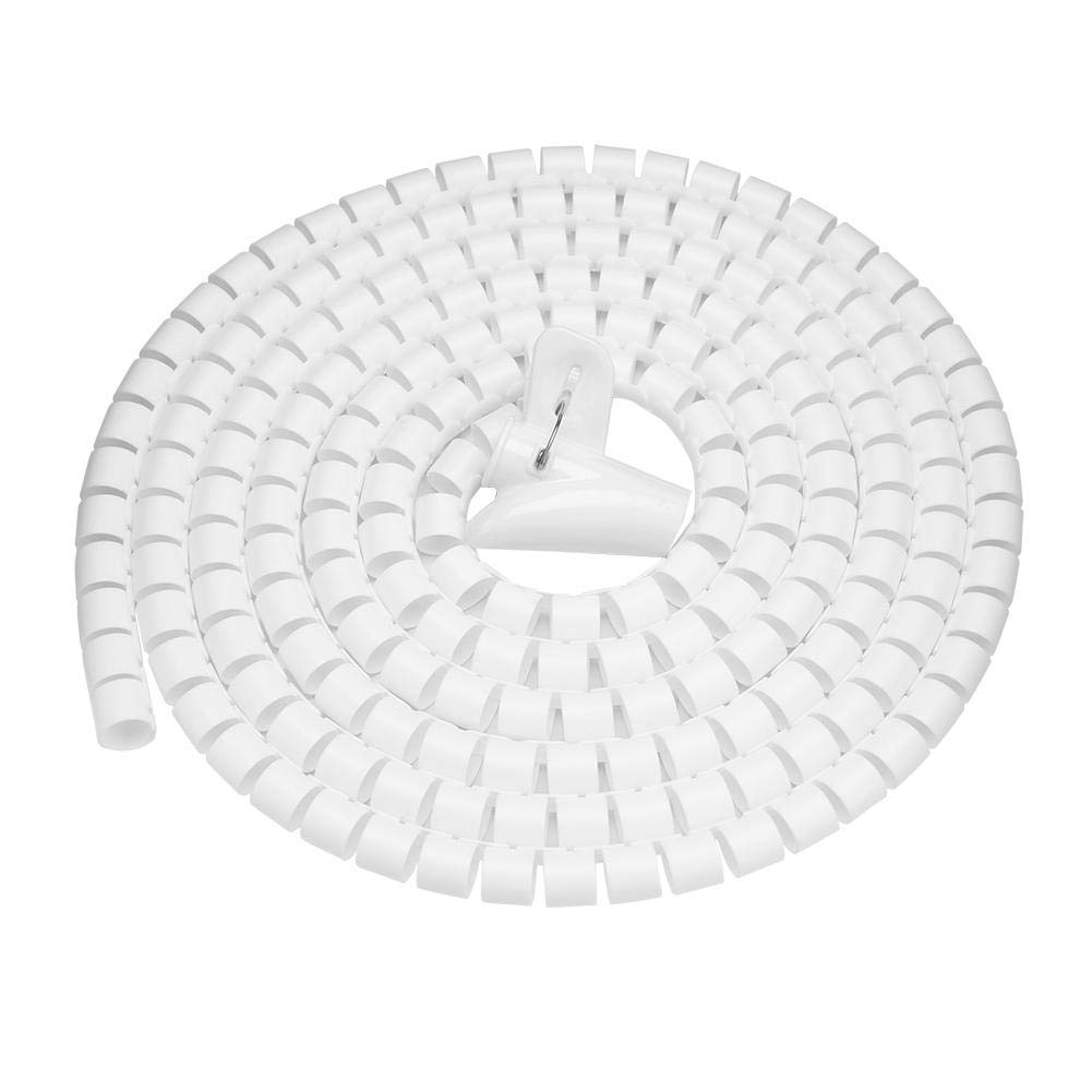 Flexible Spiral Wire Wrap Hose Cable Organiser Management Sleeves Wire Storage Tube (3.0 m x 16 mm White)