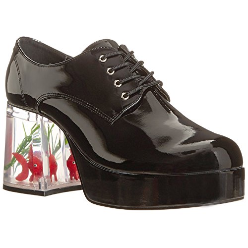 3 1/2 Inch Men's Shoes Platform Filled Heel Fish Retro Disco Black E