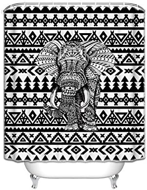 YEHO Art Painting Bathroom Aztec Tribal Elephant Shower Curtain Waterproof Bathroom Fabric Shower Curtain Shower Rings Included (60" Wide X 72" Long)