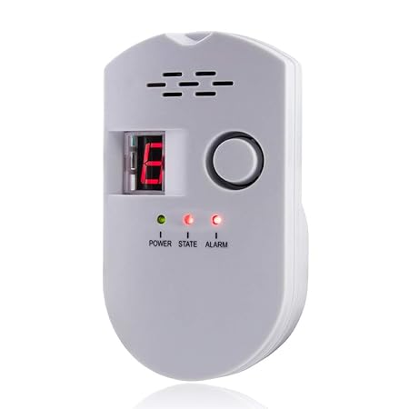 Gasmelder-MODUN, Brennbaren Haushalts Erdgas Flüssiggas Stadtgas Alarme, Gas Lecksucher, Plug-in Erdgasmelder Blinklichtalarm