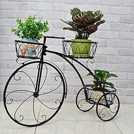 Decorscent Cycle Design Flower Pot Metal Stand for Indoor/Outdoor/Balcony/Terrace. (Black)