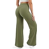AFFOLE Flare Yoga Pants for Women High Waisted Wide Leg Flared Pants Leggings Crossover with Tummy Control Gym Clothes
