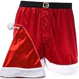 Men's Holiday and Christmas Santa Hat and Boxers Gift Set