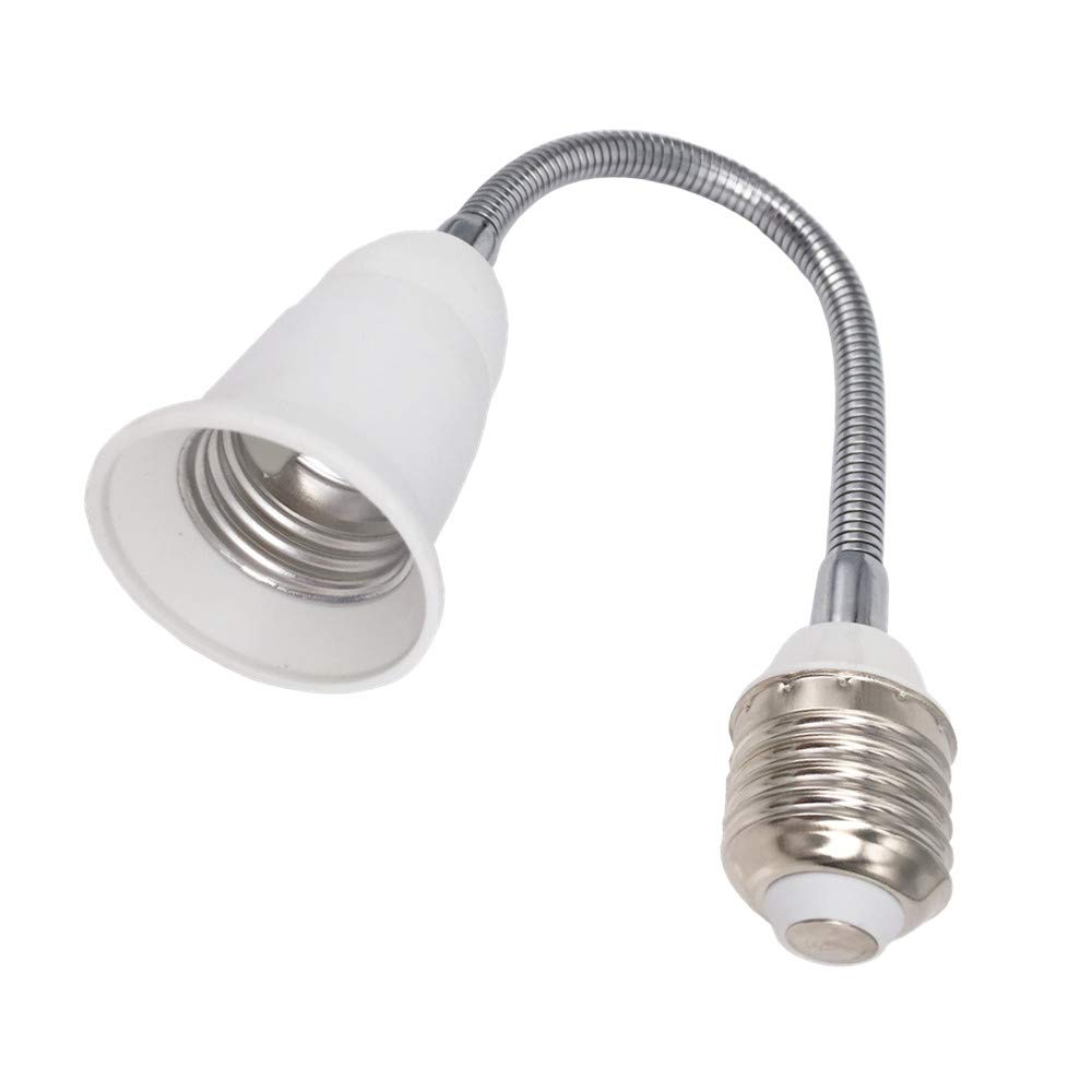 DZYDZR 29cm E27 to E27 Extender Flexible Gooseneck Extension E26 Lamp Holder Adapter for LED Light Bulb (White)