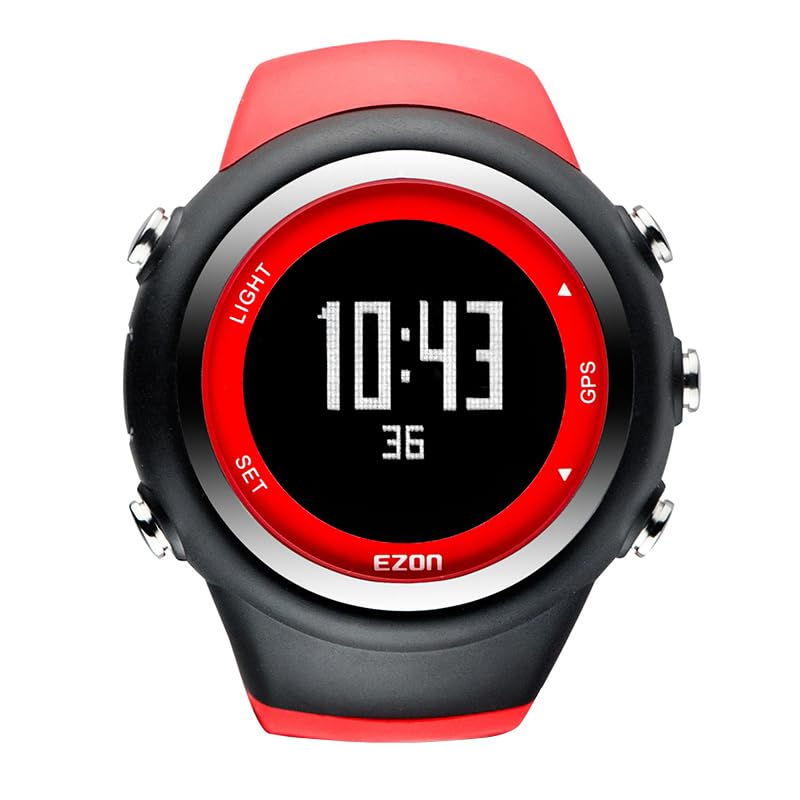 Photo 1 of EZON GPS Running Watch with Distance Pace Alarm and Calorie Counter and Stopwatch for Men (Red)