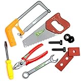 Construction Tool Set for Kids - 10-pc Assorted Playset - Dress-Up Pretend Play Accessory, Event Stuffer, Gift, Room Decoration, Career Training Activity Props, Imaginary Game and Skills Development