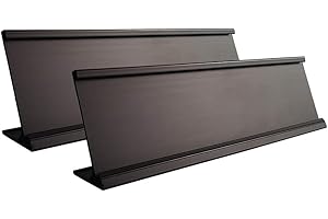 GENERIC 2" x 10" Aluminum Desk Name Plate Holder, Office Business Desk Sign Holder Desktop 2 Pack (Black)