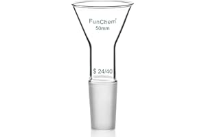 FunChem Glass Short Stem Powder Funnel with O.D. 50 mm at Top, Durable Borosilicate Glass Filter with 24/40 Inner Joint