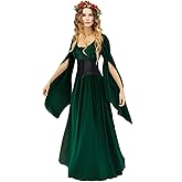 Women’s Halloween Renaissance Fairy Gothic Witch Dress, Medieval Victorian Vintage Pirate Party Cosplay Ren Faire Costumes