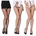 LifeVV Women's 3 Pairs Seamless Sheer Patterned Fishnet Pantyhose Tights (Style 4), One Size