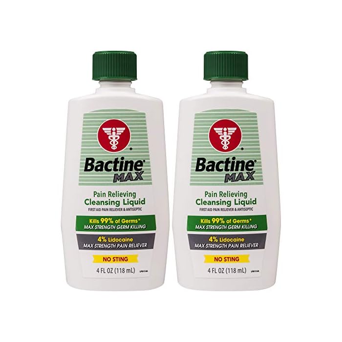 Bactine MAX Pain Relieving Cleansing Liquid, 4 Fl Oz (Pack of 2)