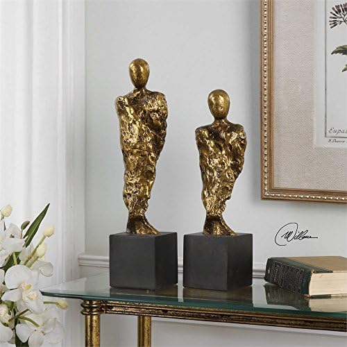 Ruggiero Abstract Figurine Gold Sculptures S/2 Designed by Billy Moon